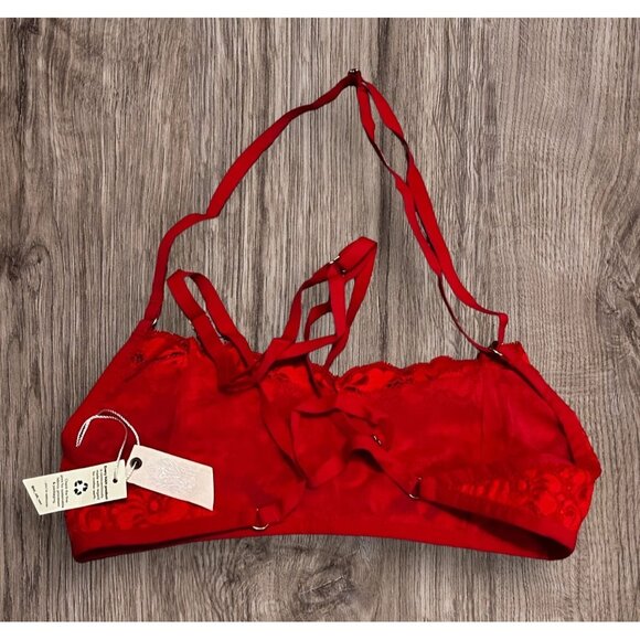 Free People We Are HAH Don't Cross Me Halter Bralette Sz Medium Womens Blood Ora - Picture 5 of 9